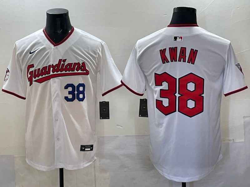 Men Cleveland Indians #38 Kwan White Nike MLB 2025 Jersey 04